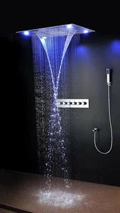 Cascada Lujoso Empotrado Grande Mejor LED Sistema de Ducha de Lluvia Acero Inoxidable - Imagen 1 de 9
