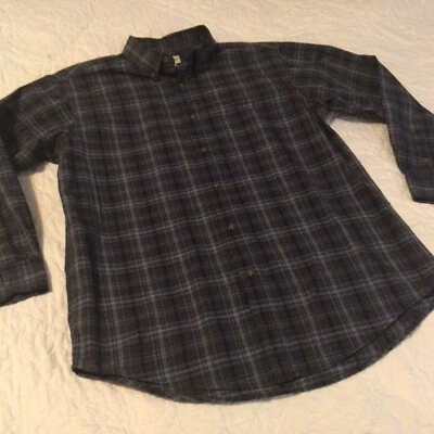 Haggar Mens Shirt Size Medium Button Up Long Sleeve Gray/Black Plaid - Image 1 of 4