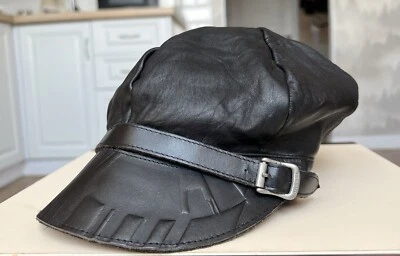 DIESEL Vintage Pink Leather Black Beret with Strap Size 2 - Image 1 of 4