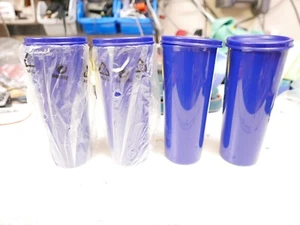 Tupperware Strait-Sided #5107L Tumbler Cups 16 oz. Set of 4 Blue - Picture 1 of 8