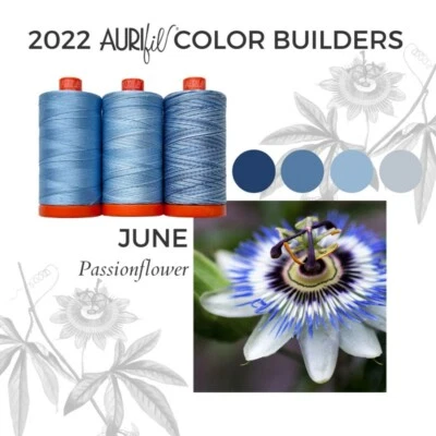 Color Builder PASSIONFLOWER Aurifil Thread Set 3 Lg Spools 1422 yds 50 wt Cotton - Image 1 of 3