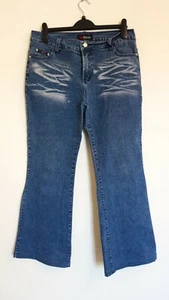 Lovely Blue Denim Flared Jeans Crease Design by Shun Xin - Size W36" L30" - Fab! - Picture 1 of 4