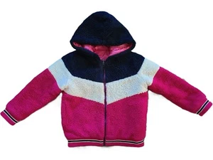 Andy & Evan Girls Sherpa Reversible Jacket Hot Pink Navy Blue Size 7Y - Picture 1 of 8