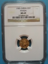 1985 China 5 Yuan Panda Gold 1/20 OZ NGC MS69