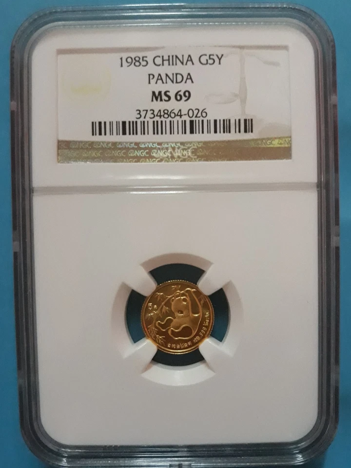 1985 CHINA 5 Yuan Panda Gold 1/20 OZ NGC MS69 - Image 1 of 4