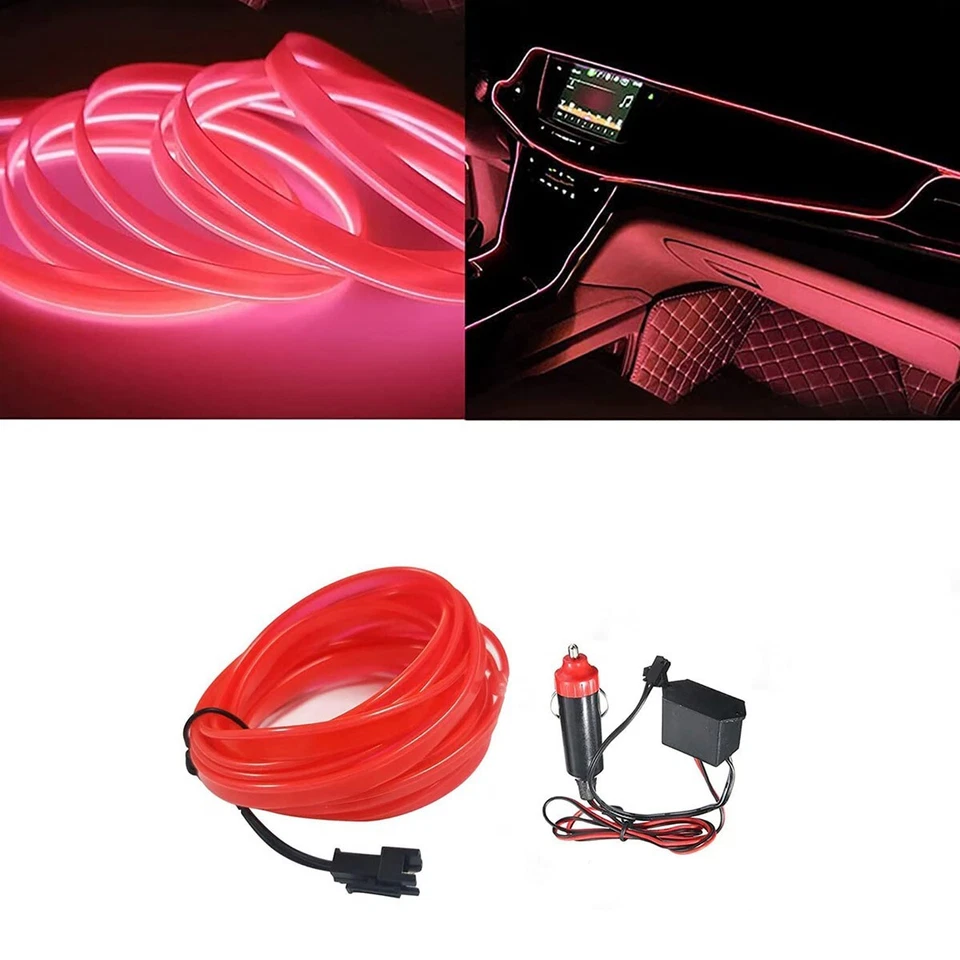 STRISCIA INTERNI LUCE AUTO FIBRA OTTICA 12V DECORAZIONE FILO 3MT ROSSO 36 - Immagine 1 di 3
