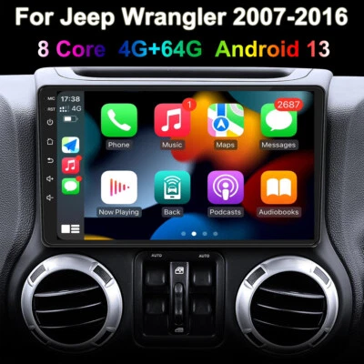 FORTDOWS 2007-2016 Android 13 Car Radio Touch Screen Carplay GPS Stereo For Jeep Wrangler