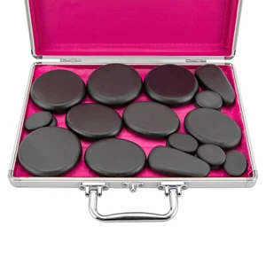 18pcs Hot Stone Basalt Hot Stones Set Massage Natural Hot Rocks with Heater Box - Picture 1 of 14
