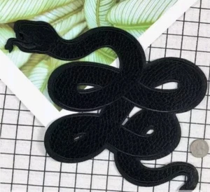 Embroidered Fabric Black Snake Patch Applique Large Size Free Shipping - Picture 1 of 3