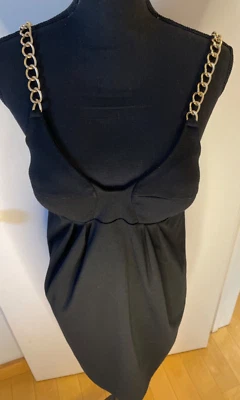 Vertigo Paris Black Mini Dress Gold Chain Straps Size S ($210) designer, flatter - Image 1 of 4