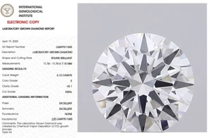 Lab Grown Diamond Round 4.09 for Engagement Ring IGI Certified D VS1 - Picture 1 of 10