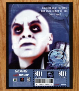 Midway Mortal Kombat Sub-Zero Sears - Poster Pubblicità Stampa Videogioco Promo Art 1997 - Foto 1 di 3