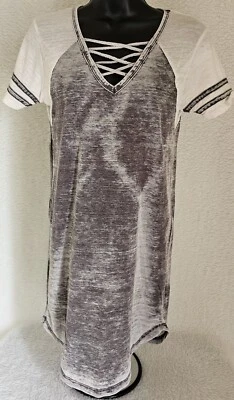 Exist 女式衬衫连衣裙 S 码小号灰色白色 — 第 1/4 张图片