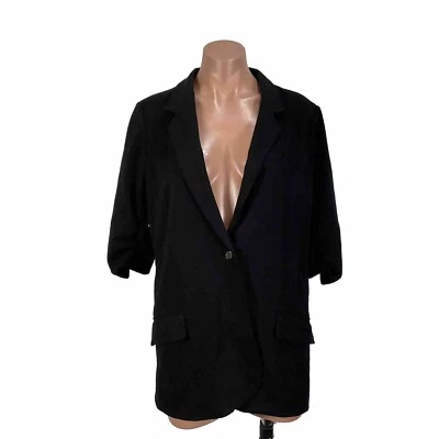 Blazer ELIZABETH AND JAMES $465 Acanalado Mangas 3/4 Ponte Tejido Negro Talla 10 Foto 1 de 4