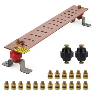 24" Ground Bar Kit,4'' Wide Heavy Duty Ground Bars Copper Bus Bar - Picture 1 of 16