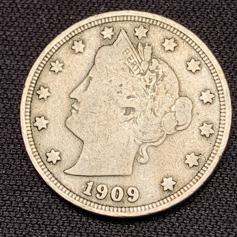 VF 1909 Liberty V Nickel Coin  FREE SHIPPING Cover