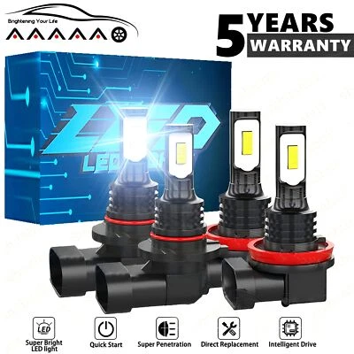 For Toyota Prius 2010-2015 6500K LED Headlight High Low + Fog Light Bulbs Combo Foto 1 de 4