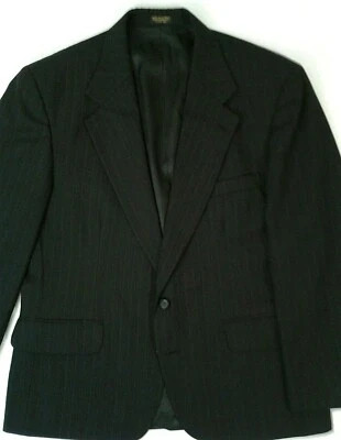 Abrigo deportivo Barrington para hombre negro a rayas chaqueta de 2 botones 42S mezcla de lana, en muy buena condición Foto 1 de 4