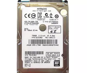 Hitachi HTS541075A9E682 0J31062 DA5113 (76H) Thailand 750gb 2.5" Sata OCT-12 - Picture 1 of 1