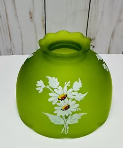 Vintage Westmoreland Light Frosted Green W/ Hand Painted Daisies, Shade Top Only - Picture 1 of 11