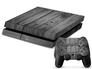 Sony PS4 PLAYSTATION 4 Skin Design Sticker Screen Protector Set - Gray Wood - Picture 1 of 2