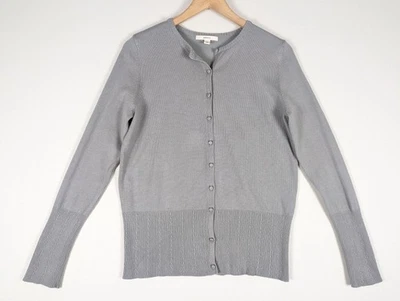 Cárdigan Suéter Merona Para Mujer Gris Medio Botón Frontal Tejido Acanalado Hecho en Reino Unido Foto 1 de 4