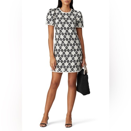 Mini abito Kate Spade tweed floreale margherita manica corta nero bianco tg 4 $448