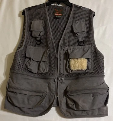 Garcia Pro 9 Pocket Fishing Vest With Lambskin Fly Patch Gray - Image 1 of 4