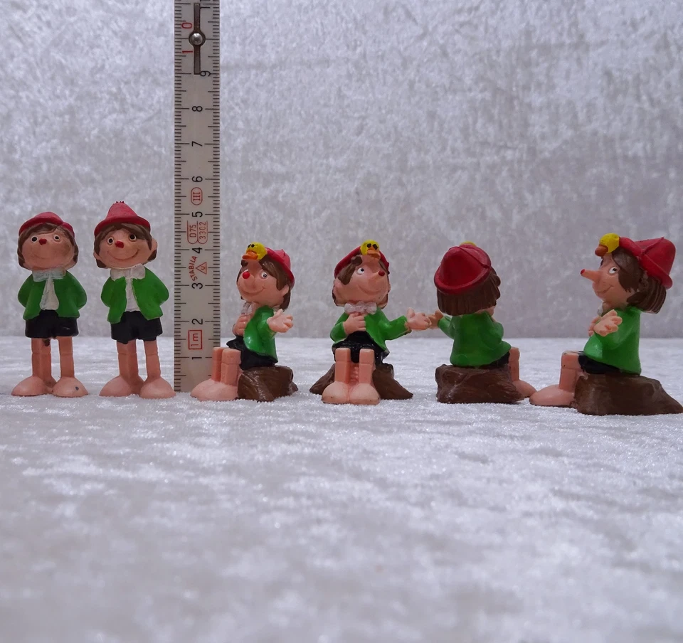 6 x Heimo Pinocchio Design Figur - Vintage Reklame Werbung - Konvolut - Bild 1 von 1