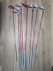 Wilson Breast Cancer Hope Golf Clubs Set Of 8 Pink Silver Driver Woods Putter - Picture 1 of 5
