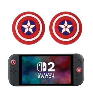 2x Captain America Silikon Daumen Stick Grip Cover Caps für Nintendo Switch 2 - Bild 1 von 3