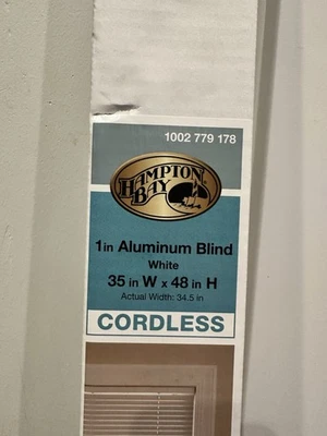 NEW Hampton Bay Cordless vinyl blind 1" 35x48” White NEW IN BOX - Image 1 of 4