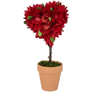 Northlight Wood Mixed Floral Valentine's Day Artificial Potted Topiary 14" Red - Picture 1 of 5