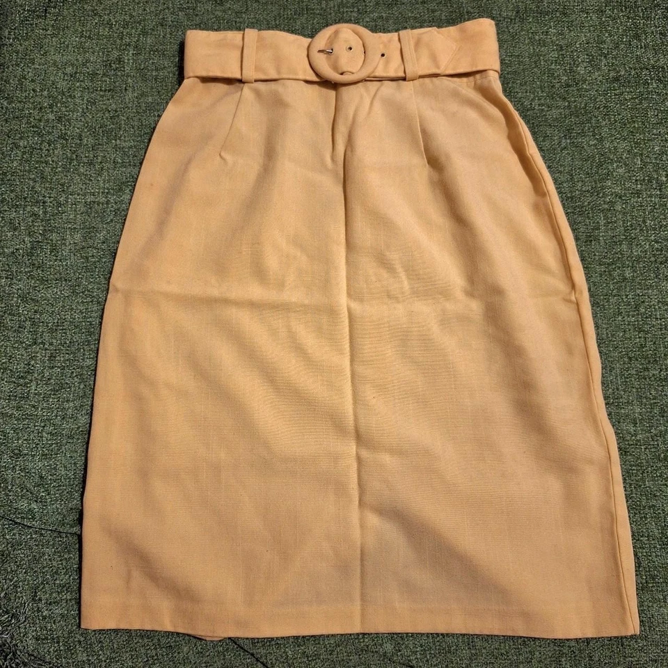 Falda midi vintage años 60 Bobbie Brooks amarillo mantequilla con cinturón, talla 10 Foto 1 de 4