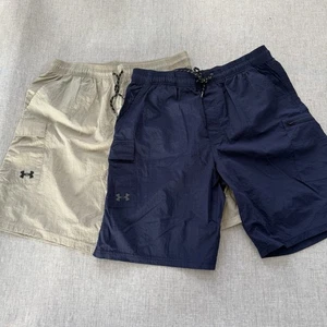 Under Armour Lot Of 2 Shorts Youth Extra Large 100% Nylon Cargo Pockets YXL - Picture 1 of 10