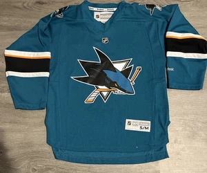 NHL San Jose Sharks Reebok Hockey Jersey Youth SZ: S/M Teal - Used - Picture 1 of 3
