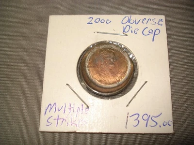 2000 LINCOLN MEMORIAL CENT US MINT OBVERSE DIE CAP ERROR - MULTIPLE STRIKES - Image 1 of 4