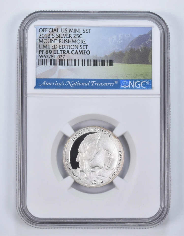 2013-S Silver PF69 ANT Mount Rushmore Quarter Limited Edition NGC *9003 - Image 1 of 4