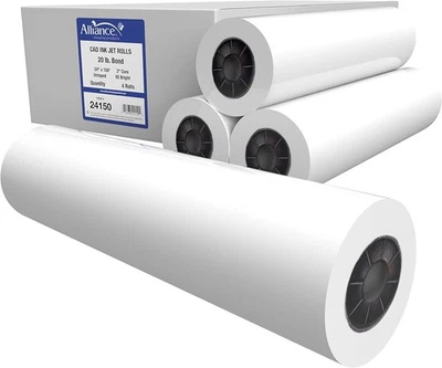 Papel de gran formato 24" x 150' rollos de unión CAD (20 lb | 4 rollos, 24 pulgadas x 150 pies | 2 Foto 1 de 4