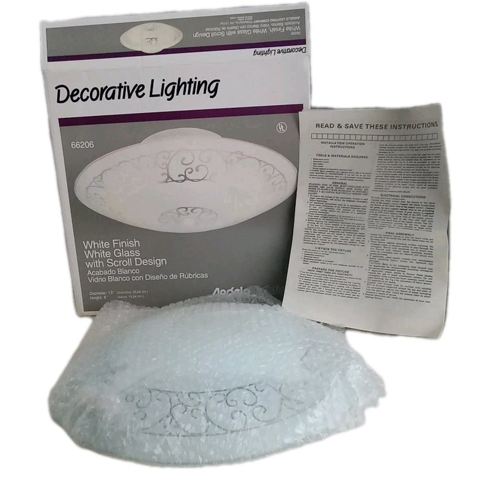 Iluminación Decorativa Angelo Acabado Blanco, Vidrio Blanco, Diseño Desplazamiento 13" Diámetro Foto 1 de 4