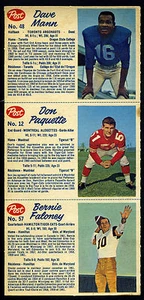 Panel de 3 tarjetas Post CFL 1962 # 12-48-57 Bernie Faloney, Mann, Paquette - Imagen 1 de 1
