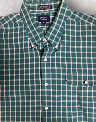 Camisa Gant Hugger Vintage Años 60 Para Hombres XL Camisa Manga Corta Abotonada Verde Blanca Foto 1 de 4