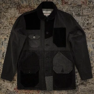 FDMTL Patchwork Coverall Rinse jacket black grey size 1 S Japan Boro sashiko - Picture 1 of 13