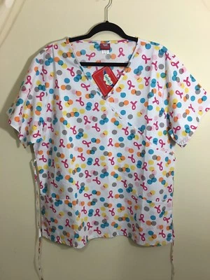 NWT Breast Cancer Awareness Support Women's Scrub Uniform 1X - Image 1 of 2