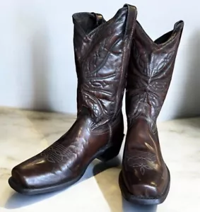 Stivali da cowboy da donna Sage by Abilene in pelle intarsiata cowgirl taglia 8 punta quadrata - Foto 1 di 6
