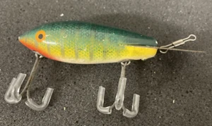 Señuelo de pesca vintage de madera bombardero perca verde - Imagen 1 de 23
