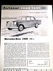 Mercedes-Benz 190D 1,988Cc 1965 - Road Test Reprint Leaflet From Autocar