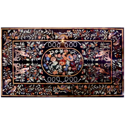 48" x 32" Marble Center Pietra Dura Table Top Handicraft Inlay Work Home Decor - Image 1 of 2