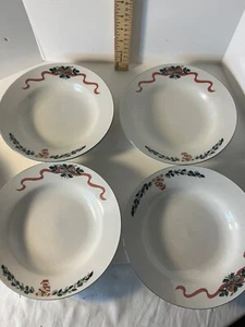 4 Newcor Origins Holiday Small Salad Bowl 126 Christmas Morning  Teddy /Garland - Picture 1 of 5