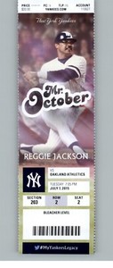 Oakland Athletics vs New York Yankees 7/7/2015 Full Ticket - Reggie Jackson